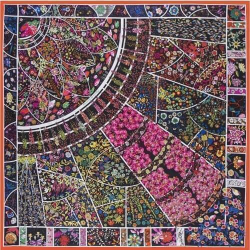 Pastoral Pattern Square Scarf Ladies Silk 100% 2021 Style All-match Occasion Gift Gift Scarf Summer Winter Spring Autumn Spring