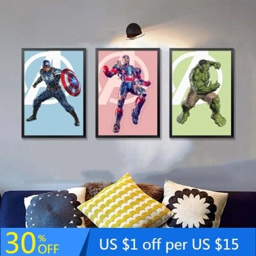 Marvel Iron Man Hulk Canvas Painting Avengers Captain America Poster and Photo Wall Painting Picture Interior Cuadros Decor