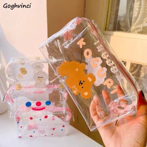 Cosmetic Bags PVC Transparent Animal Prints Kawaii Girls Korean Ins Make-up Bag Portable Chic Waterproof New Storage Travel New