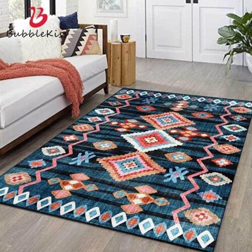 Bubble Kiss Nordic Style Blue Geometic Pattern Carpets for Bedroom Non-Slip Home Living Room Decor Area Rugs Soft Bedside Mat