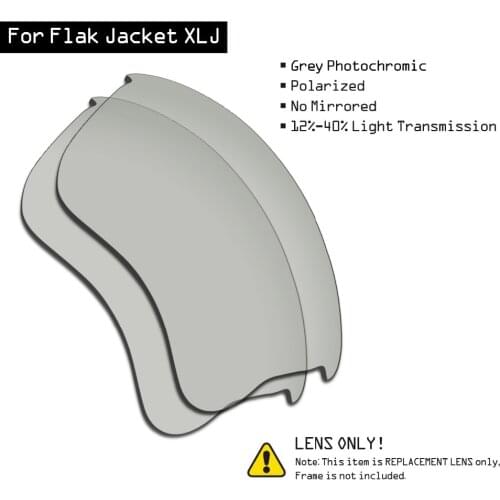 SmartVLT Polarized Sunglasses Replacement Lenses for Oakley Flak Jacket XLJ - Grey Photochromic