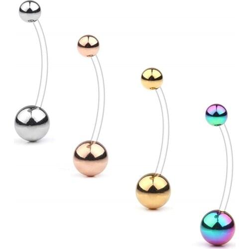 Pregnancy Sport Maternity Flexible Bioplast Belly Navel Button Ring Retainer 14G 1 1/2Inch (38mm)