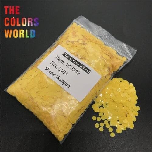 TCH302 Solvent Resistant Matte Chrome Yellow Color Hexagon Shape Nail Glitter Nail Art Decoration Facepaint DIY Eyeshadow Henna
