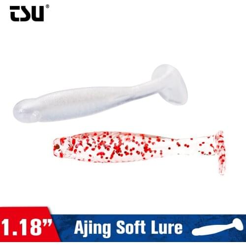 TSURINOYA 0.2g 30mm 10pcs AJING T-tail Ligh Game Soft Lure Fishing Lures Rockfish Ocean Rock Luminous Stone Artificial Bait