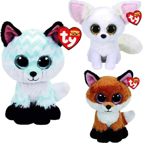 TY Beanie Boos 6" White Fennec Fox Stuffed Animal Toy Plush Fox Series Collectible Soft Doll Toy Christmas Gift