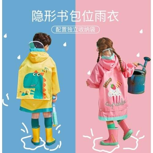 Upgraded thickened Oxford cloth childrens raincoat with schoolbags for elementary school students