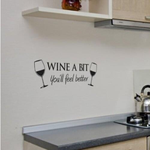 Wine A Bit Vinyl Wall Art Quote Wall Sticker Room Kitchen Removable Decor Mural Decals QB838493