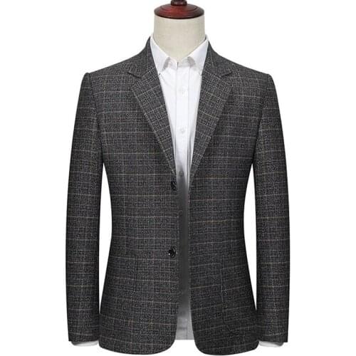New Vintage Plaid Blazer British Stylish Male Blazer Suit Jacket Business Casual One Button Coats For Men Regular Abrigo Hombre