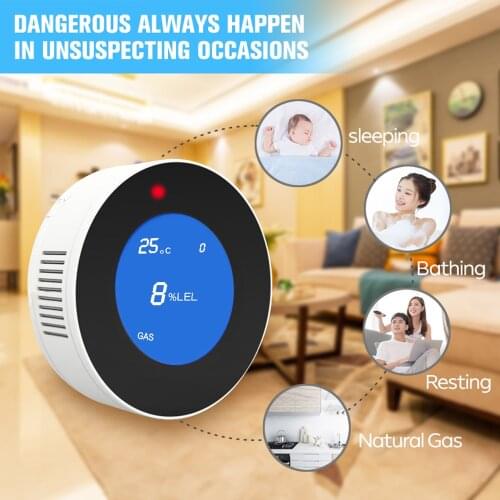 Wifi Natural Gas Leakage Detector Hotel Tuya Gas Sensor Monitor Remote Control Gas Alarm Work With Combustible Smart Life App