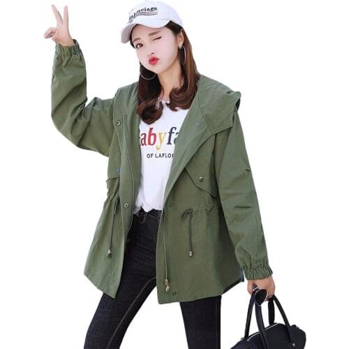2020 Windbreaker Female Coat Long Loose Harajuku Loose Hooded Jackets Women Streetwear Casual Vintage Coat Oversize Long Jacket