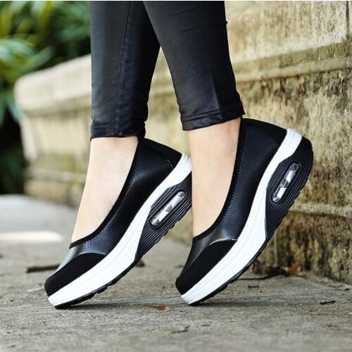 Oversize Platform Air Cushion Womens Shoes 2020 Women Sports Shoes Sport Sneakers Woman Running Shoes for Women Black Gym D-736