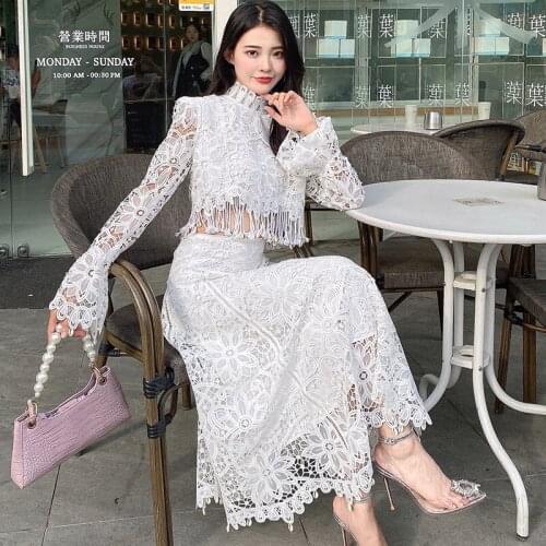 Luxury New Summer Women Dresses Two Pcs Tassel Full Sleeves Good Quality Ball Gown Runway Show Elegant Dress Vestidos