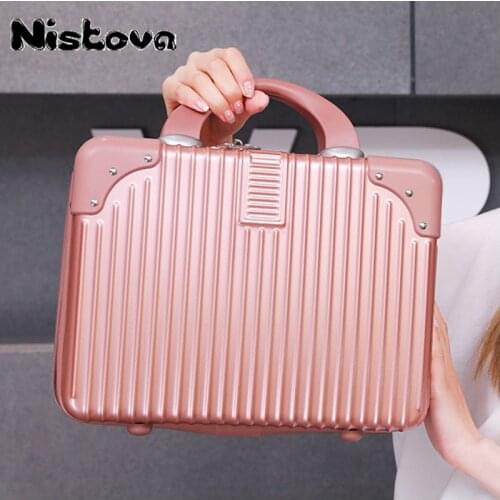 Hard Shell Travel Luggage Cosmetic Box, 14-inch Small Portable Carrying Case Cosmetic Storage Can Be Fixed In The Trolley Case