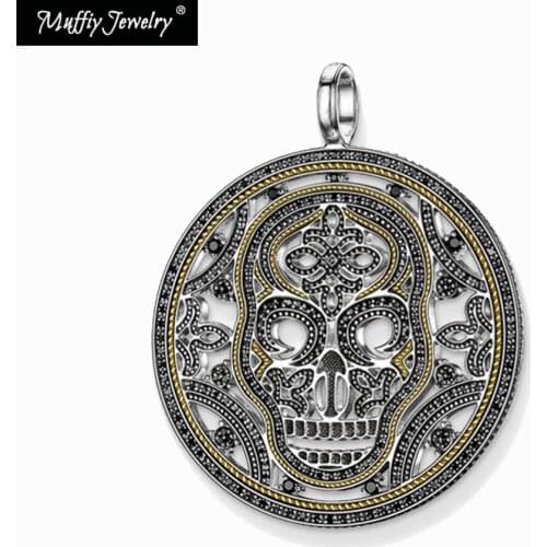 Pave Golden Skull Pendant,Europe Style Rebel Good Jewelry For Men And Women, Punk Heart Gift In 925 Sterling Silver,Super Deal