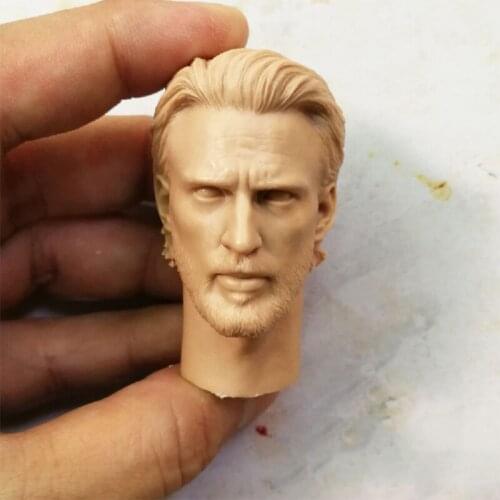 1/6 Scale Captain 6.0 Unpainted Head Male Head Models For 12''Action Figures Bodies