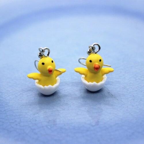 1 Pairs New Cute Simulation Bowknot /hat Couple Duck Earrings Womens Creative Mini Eggshell Duck Jewelry Personality Gifts