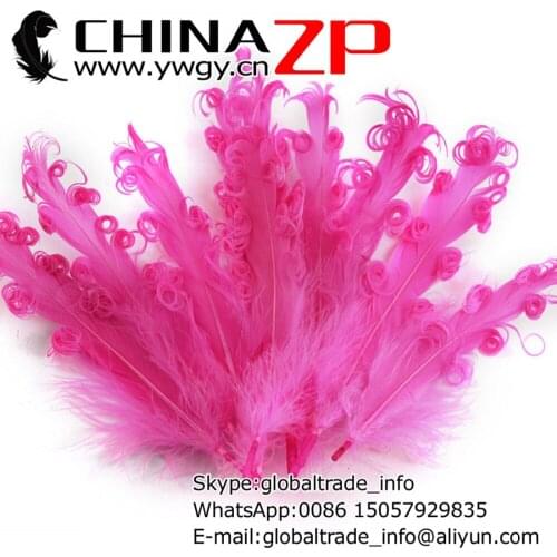 CHINAZP Factory 100pieces/color/lot Top Quality Dyed Hot Pink Goose Satinettes Curled Loose Feathers for DIY Decorations