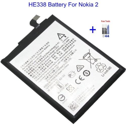 1x HE338 HE 338 4000mAh /15.4Wh Replacement Battery For Nokia 2 For nokia2 Batteries Bateria + Repair Tools kit