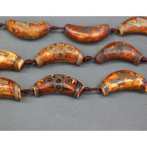 2strands/lot 15x25mm Brown Mala Tibetan Mystical Stone Dzi Necklaces, Tibetan Charms Slab Gems Stone Matte Turtleback Coin Beads