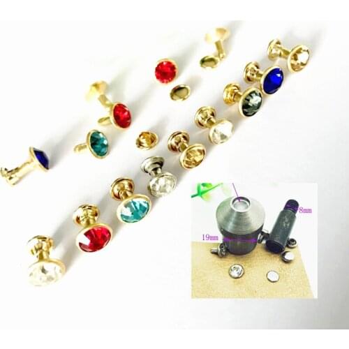 300sets 6colors Punk Diamond Spikes Rivets/Rhinestone Studs Decor Rivets for Leather/Belt/Handbag Double-sided Rivet DIY +Tools