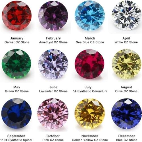 50PCS Per Colors Total 600pcs 12 Colors Birthday Stone Round Loose CZ Cubic Zirconia Stone Synthetic Gems