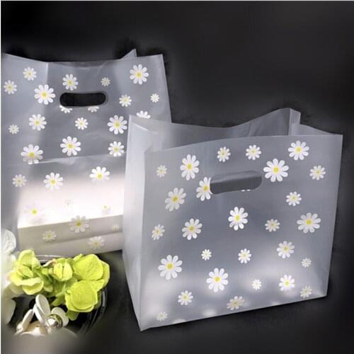 600pcs Lovely Floral Gift Bag Takeout Food Packing Bags Waterproof Transparent Sushi Salad Takeaway Handbag Bread Packing Bags