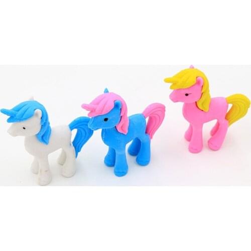8 PCs Creative Cartoon Unicorn Pony Cute Animal Eraser Student Stationery Wholesale