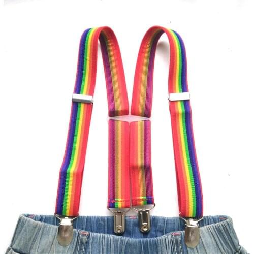 Baby Safe Plastic Cross Rainbow Suspender High Elastic Adjustable Strap Suspenders Boys Girls Braces Clothes Accessories BD013