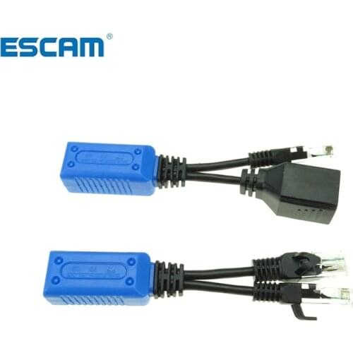 ESCAM 2pcs/1pair RJ45 splitter combiner uPOE cable kit POE Adapter Cable Connectors Passive Power Cable