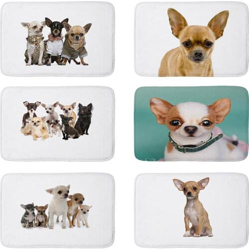 Chihuahua dog printed Flannel Floor Mat Anti-Slip Tapete Floor Mats Kitchen Doormat welcome mats for front door