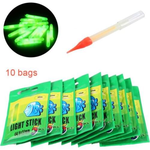 Htdob 50Pcs 30M Fishing Float Fluorescent Lightstick Light Night Float Rod 4.5*37mm Lights Dark Glow Stick Fishing Accessories