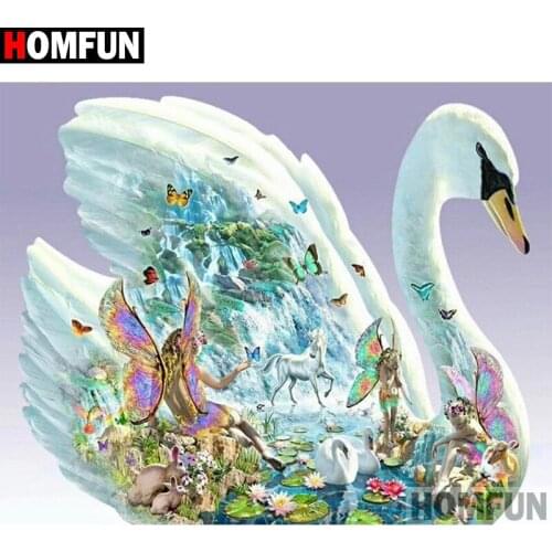 HOMFUN DIY Diamond Painting "Goose waterfall" Full Drill Square Round Diamond Embroidery 5D Cross Stitch Decoration Home A27322