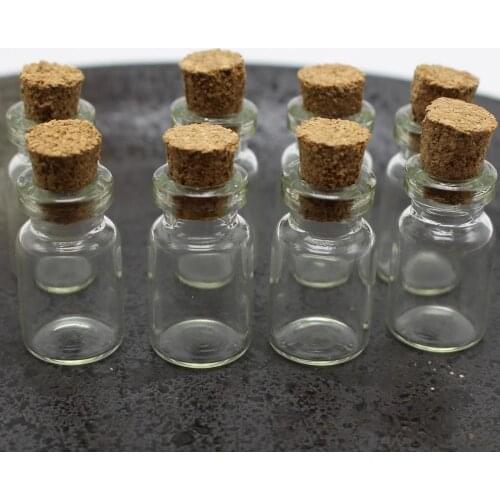 20 Mini Empty Glass Cork Pendant Vials Wish Bottles Charms Clear 13X23mm (1ml)