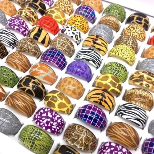 MixMax 100pcs Mix Lots animal skin Resin Womens Jewelry rings party gifts