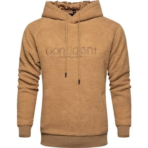 Men Streetwear Teddy Hoodies 2021 Winter New Thick Hooded Coat Fashion Mens Embroidery Wool Hoodie Sweatshirt Fleece Hoodies