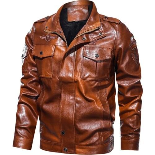 Mens Winter Leather Jacket Nice Pop Men Casual Loose PU Vintage Bomber Jacket Men Thick Fashion Windbreaker Coat Male Clothing