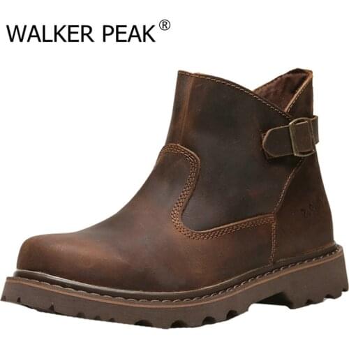 2021 Winter Autumn Brown Genuine Leather Comfy Men Shoes Fashion Mens Boots Man New Fashion Design Outdoor Women Casual Boots