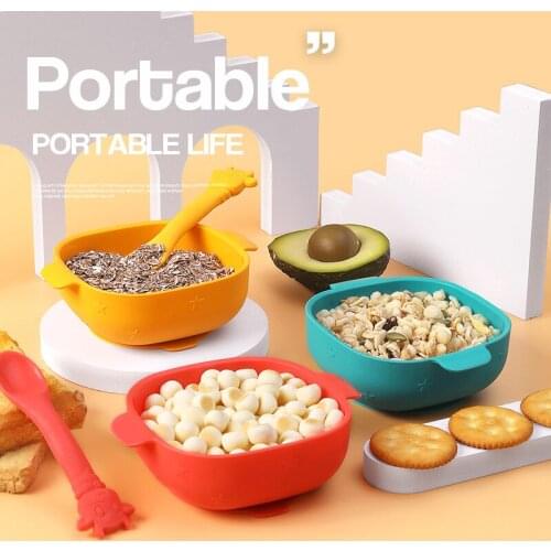 Childrens Silicone Bowl Suction Cup Cutlery Set Baby Bowl Baby Food Supplement Cartoon Food Supplement Bowl Spoon Fork