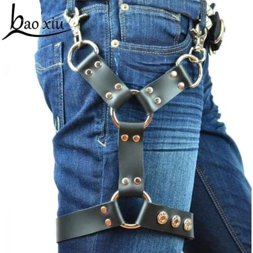 Sexy Women New fashion Harajuku Banquet Straps Clip Leather Punk Suspender Hook adjustable leg ring Handmade Unisex Sock Garter