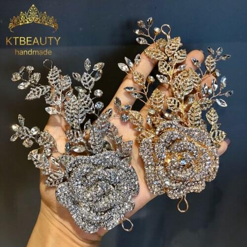 New Rhinestone Silver/Gold Crystal Flowers Handmade Hairband Royal Bridal Wedding Dressing Crown Accessory Women Jewelry
