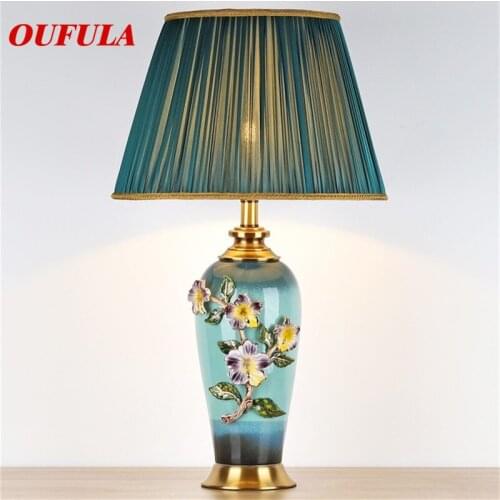 OUFULA Ceramic Table Lamps Desk Luxury Modern Contemporary Fabric for Foyer Living Room Office Creative Bed Room Hotel