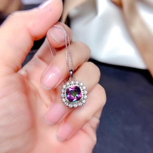 Huitan Colorful Cubic Zirconia Pendant Necklace for Women Partysu Style Girl Party Daily Wear Fashion Accessories Exquisite Gift