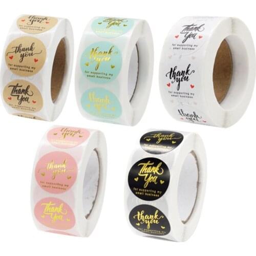 Handmade Business Order Gift Stickers Black Pink with Faux Gold Silver Glitter Seals for Shopping Mailers Packages Takeout Wraps