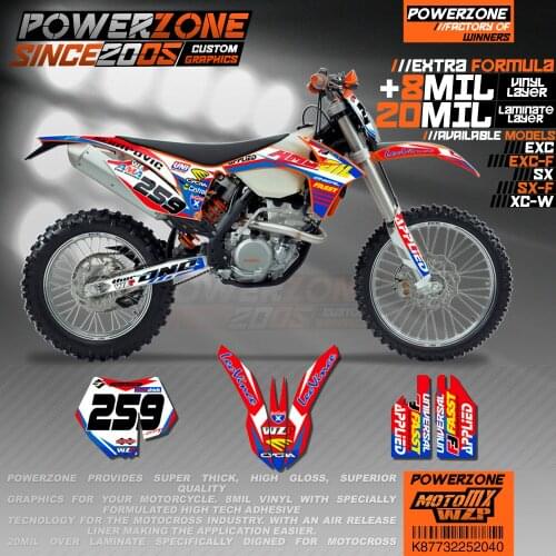 PowerZone Custom Team Graphics Backgrounds Decals 3M Stickers Kit For KTM SX SXF MX EXC XCW Enduro 125cc to 500cc 2011-2016 040