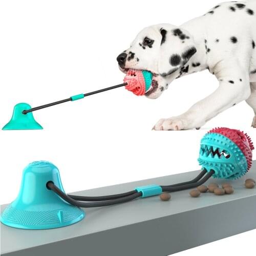 Suction Cup Tug Dog Toys Silicon Pet Toy Dogs Push Ball Toy Pet Tooth Cleaning Dog Toothbrush For Puppy Large Dog Biting Toy