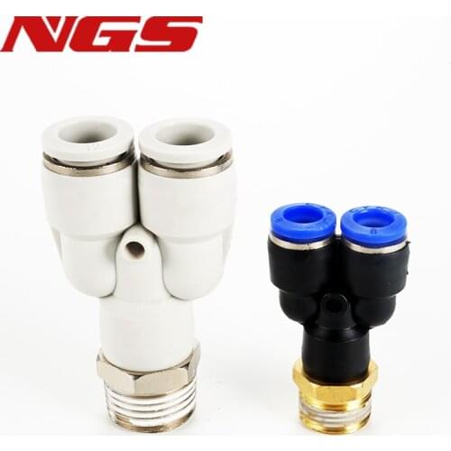 PX M5 1/8'' 1/4" 3/8" 4/6/8/10/12/16MM Y Shape Nickel-plated One Male thread and Two Way Hose Pneumatic Quick Connector Fittings