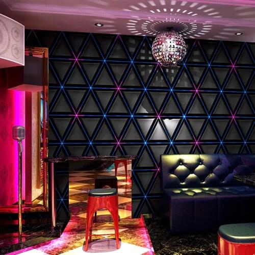 Luxury 3d Geometric Black Wallpaper Vinyl ktv Room Modern Bar Night Club Decorative Wallpapers Waterproof PVC Wall Paper P107