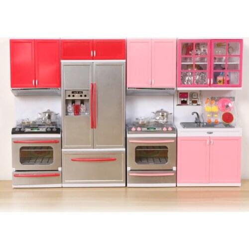 Girls' Pink House Kitchenware Kitchen Combination High Grade Toys Childrens Simulation Kitchen Tableware Set