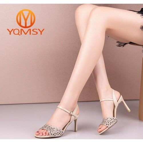 YQMSY Sexy Womens Sandals Dress Wedding Thin Heels Buckle Strap Hollow Out Sandals Elegant Open Toes High Heels Shoes AS151