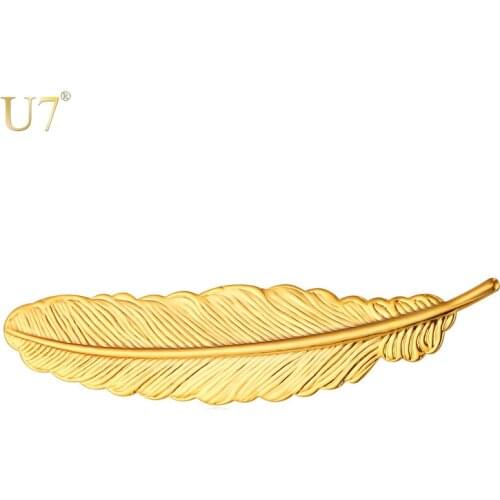 U7 New Vintage Feather Brooches For Women Wholesale 4 Colors Leaf Clip Brooches Men Jewelry B104